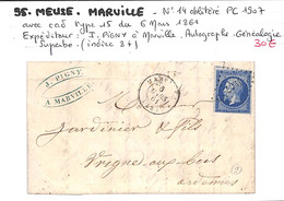 55 - MEUSE - (53)  - MARVILLE -  Voir Descriptif De La Vente Avec Photo Du Scan - 1849-1876: Période Classique