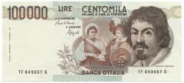 100000 LIRE BANCA D'ITALIA CARAVAGGIO I TIPO LETTERA F 10/03/1993 FDS-/FDS - Altri & Non Classificati