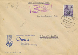 DDR Beleg Mit Seltenem Poststellenstempel Groß Vielist 1957 - Lettres & Documents
