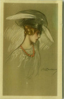 ZANDRINO SIGNED 1910s POSTCARD - WOMAN & BIG HAT - N.94/3 (BG2157) - Zandrino