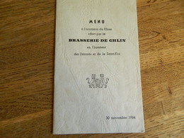 MONS +BRASSERIE : TRES BEAU MENU DE LA BRASSERIE DE GHLIN ( CAULIER) POUR LES DECORES DE ST ELOI DU 30 NOVEMBRE 1964 - Menus