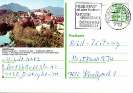 (BP4) BRD Bildpostk.Wz 50(Pf) Grün "Wasserschloß Inzlingen" P130 H1/15 "8958 Füssen" MWST 26.4.80 BIETIGHEIM-BISSINGEN - Illustrated Postcards - Used