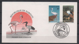 Djibouti Dschibuti 1995 FDC Faune Fauna Birds Oiseaux Vögel Flamant Rose Ibis Sacré Mi. 611 612 RARE !! - Yibuti (1977-...)