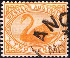 WESTERN AUSTRALIA, FAUNA, UCCELLI, BIRDS, CIGNO NERO, 1899, 2,00 P., USATO Mi:AU-WA 45, Scott:AU-WA 74, Yt:AU-WA 54 - Gebruikt