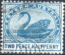 WESTERN AUSTRALIA, FAUNA, UCCELLI, BIRDS, CIGNO NERO, 1892, 2 ½ P., USATO Mi:AU-WA 36, Scott:AU-WA 64, Yt:AU-WA 45 - Used Stamps