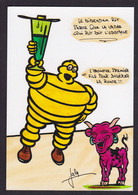 CPM MICHELIN Dessin Original Signé 15 Exemplaires Numérotés Signés Par JIHEL Bibendum Vache Qui Rit Absinthe - Other & Unclassified