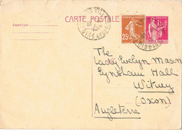 42338. Entero Postal  VILLE D'AVRAY (Seine Et Oise) 1938 A England - PAP: Antwort