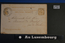 AF8 LUXEMBOURG BELLE CARTE   1884 FERROVIAIRE CACHETS POUR RUSKOF  +++ AFFRANCH INTERESSANT - Macchine Per Obliterare (EMA)