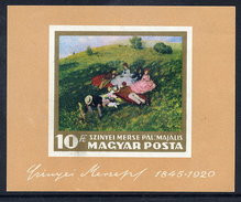 HUNGARY 1966 National Gallery Painting Imperforate Block MNH / **.  Michel Block 56B - Blocks & Sheetlets