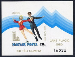 HUNGARY 1979 Winter Olympics Imperforate Block MNH / **.  Michel Block 140B - Hojas Bloque