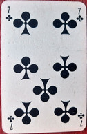 CARTE A JOUER ANCIENNE PLAYING CARD 19° SIECLE SEPT DE TREFLE DOS PUBLICITAIRE  POUR ROMAN  7,5 X 5 CM - Barajas De Naipe