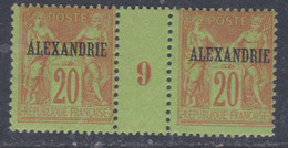 Alexandrie N° 10 X 20 C. Brique Sur Vert En Paire Millésime 9,  Sans Charnière, TB - Nuevos