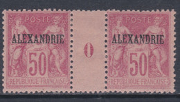 Alexandrie N° 15 X 50 C. Rose  En Paire Millésime 0,  Trace De Charnière Faible Sinon TB - Unused Stamps