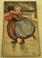 CPA Illustrateur Florence HARDY "Young Hearts" Jeune Couple Enfants Faisant Du Patinage Sur La Glace Patin - Hardy, Florence