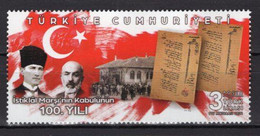 2021 TURKEY CENTENARY OF THE ACCEPTANCE OF THE NATIONAL ANTHEM MNH ** - Nuevos