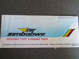 AIR ZIMBABWE, PASSENGER TICKET, 1992 - Mundo