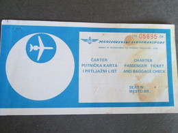 JAT,   PASSENGER TICKET, 1972 - Welt