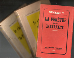 Lot 3 Romans  Policier - Simenon - La Fenêtre Des Rouet De 1943 Le Charretier De La Providence Et Le Chien Jaune De 1931 - Simenon