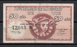 BILLETE DE VIC DE 50 CENTIMOS DE 1937 - Sonstige & Ohne Zuordnung