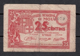 BILLETE DE MOIÀ DE 25 CENTIMOS DE 1937 - Otros & Sin Clasificación