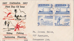 Canada 1957 - Skiing - Fishing - Swimming - Hunting - Storia Postale