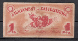 BILLETE DE CASTELLTERSOL DE 1 PESETA DE 1937 - Otros & Sin Clasificación