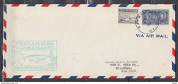 Brief VanBotwood Naar Brooklyn New York First Air Mail Trans-Atlantic Newfoundland - Otros & Sin Clasificación