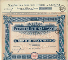 Titre Ancien - Pétroles Bellik à Grosnyi - Titre De 1921 - Déco - Russland