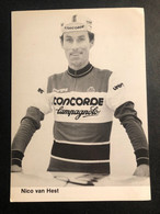 Nico Van Hest - Concorde - 1984 - Carte / Card - Cyclists - Cyclisme - Ciclismo -wielrennen - Ciclismo