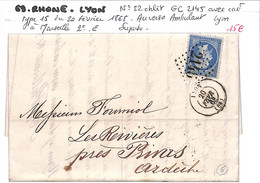 69 - RHONE - (68) - LYON -  Voir Descriptif De La Vente Avec Photo Du Scan - 1849-1876: Klassik