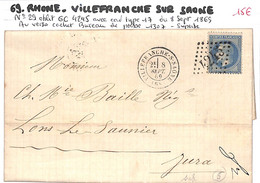 69 - RHONE - (68) -  VILLEFRANCHE SUR SAONE -  Voir Descriptif De La Vente Avec Photo Du Scan - 1849-1876: Klassik