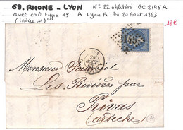 69 - RHONE - (68) - LYON -  Voir Descriptif De La Vente Avec Photo Du Scan - 1849-1876: Période Classique