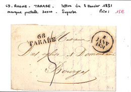69 - RHONE - (68) - TARARE -  Voir Descriptif De La Vente Avec Photo Du Scan - 1801-1848: Vorläufer XIX