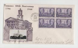 FDC USA Mi.Nr.546(Tennessee) Im 4er Block - 1941-1950