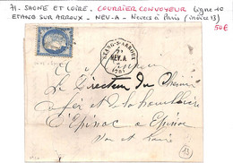 71 - SAONE ET LOIRE  (70) - Lettre De ETANG SUR ARROUX -Cou- Convoyeur- Voir Descriptif De La Vente Avec Photo Du Scan - 1849-1876: Klassik