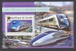 Guinea, Guinee, 2015, High Speed Trains, Locomotives, MNH, Michel Block 2509 - Guinée (1958-...)