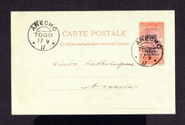 S4851-TOGO-POSTCARD ANECHO To FRANCE.1917.WWI.British French Occupation.FRENCH Colonies.POSTKARTE.Carte Postale. - Briefe U. Dokumente