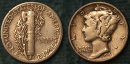 M_p> Stati Uniti One Dime ( Un Decimo ) 1943 In Argento 900/ooo - 1916-1945: Mercury (kwik)