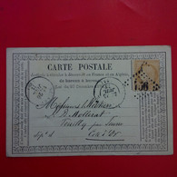 CARTE POSTALE TIMBRE BISTRE 1873 MULHOUSE POUR COTE D OR CACHET GROS CHIFFRE - 1871-1875 Cérès