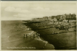 U.K. - NEW BAND ENCLOSURE FROM PIER - WORTHING -  RPPC POSTCARD - 1930s/40s (11893) - Worthing