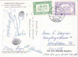 1963 Mi. 557, 581 Auf Karte Von Schweizerischer Hindukusch-Expedition Mit Unterschriften Der Teilnehmer - Afghanistan