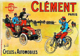 ►  Publicité  Automobile Et Vélo CLEMENT Militaria    (Reproduction Affiche Nugeron) - Equipment