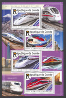 Guinea, Guinee, 2015, High Speed Trains, MNH Sheetlet, Michel 11063-11066 - Guinée (1958-...)