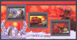 Guinea, Guinee, 2012, American Fire Fighters, Fire Fighting, MNH Sheetlet, Michel 9551-9553 - Guinée (1958-...)