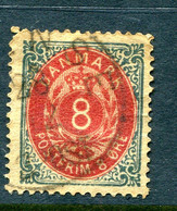 Denmark 1875/9  8 Ore Value Thick Normal Frame  FA 31 V4 Used Cv 1500kr   11709 - Nuevos