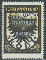 1944 OCCUP TEDESCA EGEO POSTA AEREA SINISTRATI DI GUERRA 50 CENT MNH ** - RB27 - Egeo (Occup. Tedesca)