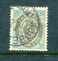 Denmark 1875/95  3 Ore Value Normal Frame  FA 28 Sc 25 Used 11710 - Ongebruikt
