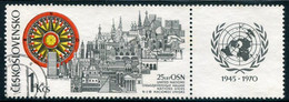 CZECHOSLOVAKIA 1970 UNO 25th Anniversary With Label MNH / ** Michel 1945 Zf - Nuovi