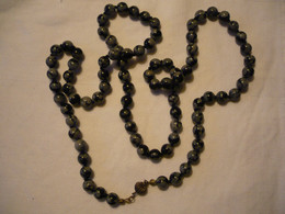 Kette Mit Schneeflocken-Obsidian-Kugeln Mit Kugelverschluss  (950) - Necklaces/Chains