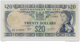 FIJI - FIDSCHI,  20 Dollars ND(1969) XF/AU , P-63 , Signature Ritchie-Barnes MEGA RARE BANKNOTE !!! - Fiji